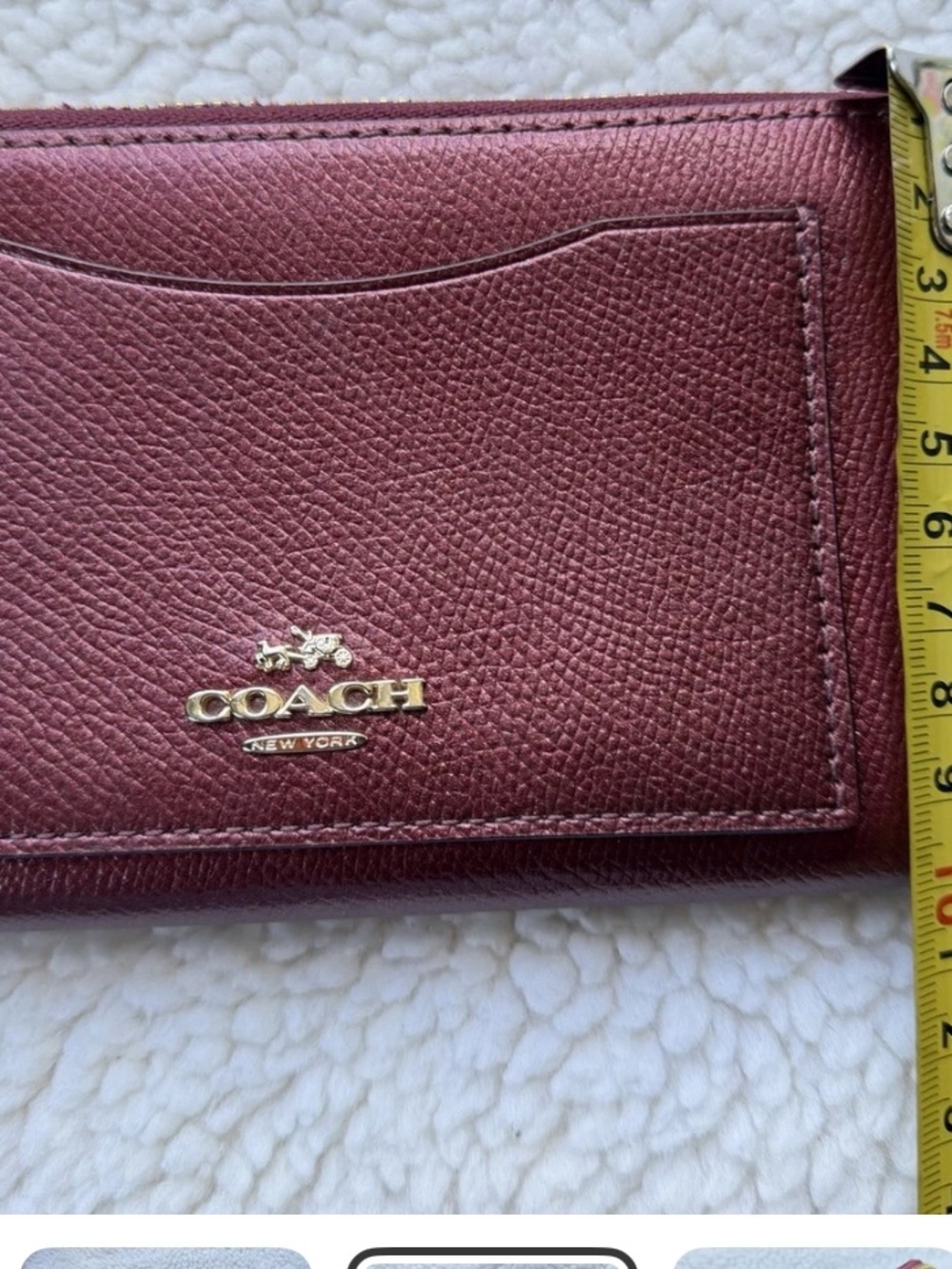 Coach Zip-Around Leather Wallet in Burgundy with Gold Hardware - Picture 11 of 11